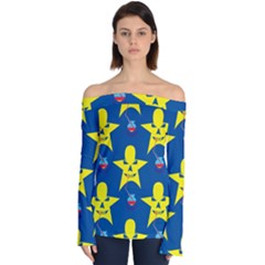 Blue Yellow October 31 Halloween Off Shoulder Long Sleeve Top by Ndabl3x
