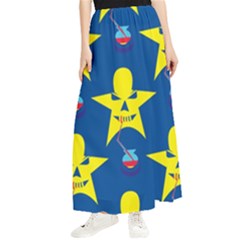 Blue Yellow October 31 Halloween Maxi Chiffon Skirt by Ndabl3x