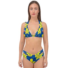 Blue Yellow October 31 Halloween Double Strap Halter Bikini Set by Ndabl3x