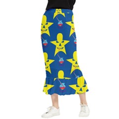 Blue Yellow October 31 Halloween Maxi Fishtail Chiffon Skirt by Ndabl3x