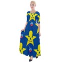 Blue Yellow October 31 Halloween Half Sleeves Maxi Dress View1