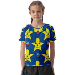 Blue Yellow October 31 Halloween Kids  Frill Chiffon Blouse by Ndabl3x