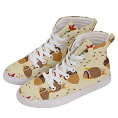 Leaves Foliage Acorns Barrel Men s Hi-top Skate Sneakers by Ndabl3x