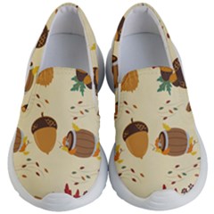 Leaves Foliage Acorns Barrel Kids Lightweight Slip Ons by Ndabl3x