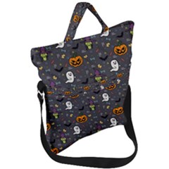 Halloween Bat Pattern Fold Over Handle Tote Bag by Ndabl3x