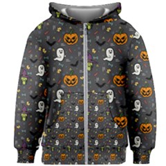 Halloween Bat Pattern Kids  Zipper Hoodie Without Drawstring by Ndabl3x