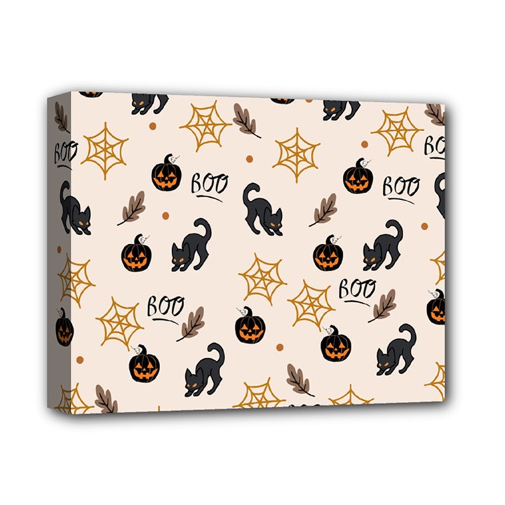 Cat Halloween Pattern Deluxe Canvas 14  x 11  (Stretched)