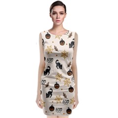 Cat Halloween Pattern Classic Sleeveless Midi Dress by Ndabl3x