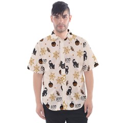 Cat Halloween Pattern Men s Short Sleeve Shirt