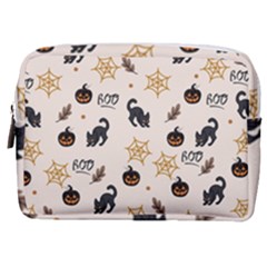 Cat Halloween Pattern Make Up Pouch (medium) by Ndabl3x