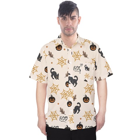 Cat Halloween Pattern Men s Hawaii Shirt by Ndabl3x