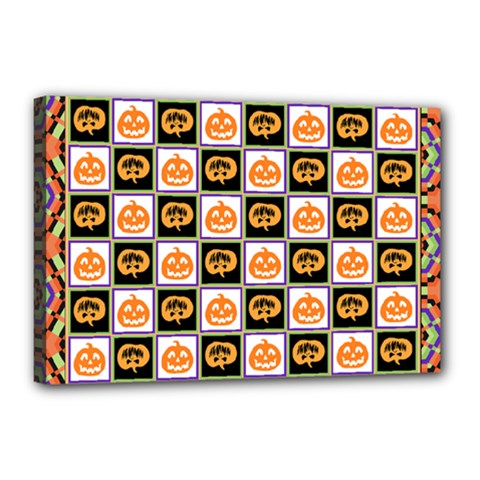 Chess Halloween Pattern Canvas 18  X 12  (stretched) by Ndabl3x