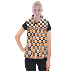 Chess Halloween Pattern Women s Button Up Vest by Ndabl3x