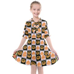 Chess Halloween Pattern Kids  All Frills Chiffon Dress by Ndabl3x