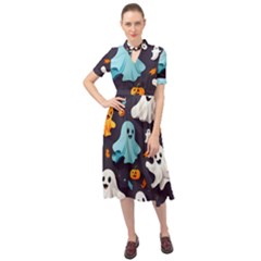 Ghost Pumpkin Scary Keyhole Neckline Chiffon Dress by Ndabl3x