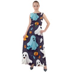 Ghost Pumpkin Scary Chiffon Mesh Boho Maxi Dress