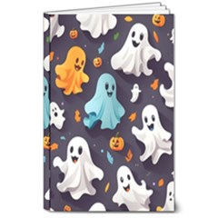 Ghost Pumpkin Scary 8  X 10  Softcover Notebook by Ndabl3x