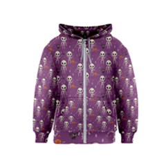 Skull Halloween Pattern Kids  Zipper Hoodie by Ndabl3x