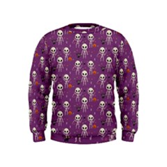 Skull Halloween Pattern Kids  Sweatshirt by Ndabl3x