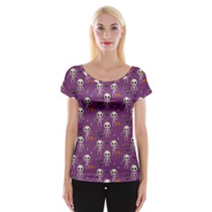 Skull Halloween Pattern Cap Sleeve Top by Ndabl3x