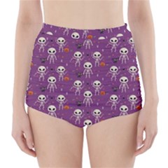 Skull Halloween Pattern High-waisted Bikini Bottoms by Ndabl3x