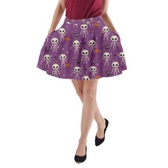 Skull Halloween Pattern A-line Pocket Skirt by Ndabl3x