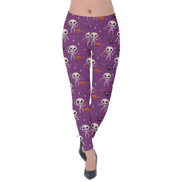 Skull Halloween Pattern Velvet Leggings