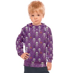 Skull Halloween Pattern Kids  Hooded Pullover by Ndabl3x