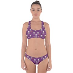 Skull Halloween Pattern Cross Back Hipster Bikini Set by Ndabl3x