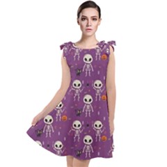 Skull Halloween Pattern Tie Up Tunic Dress by Ndabl3x