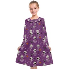 Skull Halloween Pattern Kids  Midi Sailor Dress by Ndabl3x