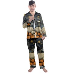 Pumpkin Halloween Men s Long Sleeve Satin Pajamas Set by Ndabl3x