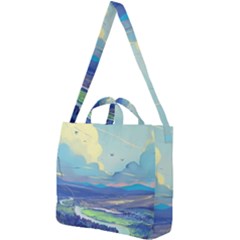 Digital Art Fantasy Landscape Square Shoulder Tote Bag by uniart180623