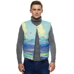 Digital Art Fantasy Landscape Men s Button Up Puffer Vest	 by uniart180623
