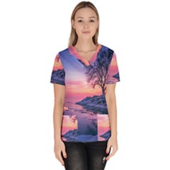 Tree Nature Plant Outdoors Ice Toronto Scenery Snow Women s V-neck Scrub Top by uniart180623