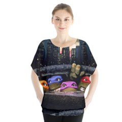 Teenage Mutant Ninja Turtles Leonardo Raphael Michelangelo Donatello Batwing Chiffon Blouse