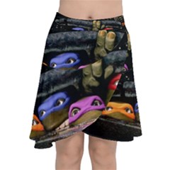 Teenage Mutant Ninja Turtles Leonardo Raphael Michelangelo Donatello Chiffon Wrap Front Skirt by Sarkoni