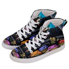 Teenage Mutant Ninja Turtles Leonardo Raphael Michelangelo Donatello Women s Hi-top Skate Sneakers by Sarkoni