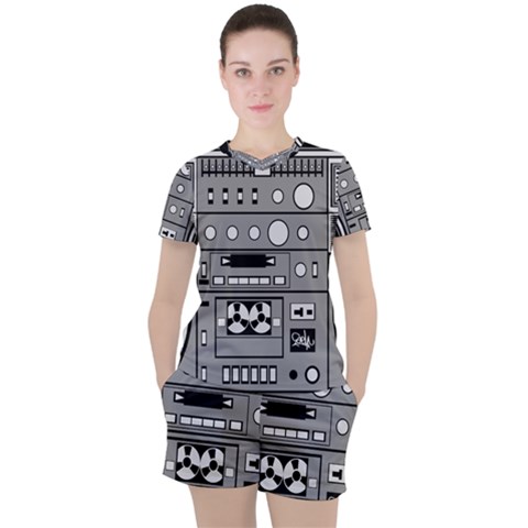 Boombox Women s T-shirt And Shorts Set by Sarkoni