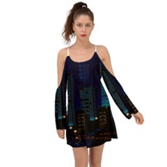 Pixel Art Night City Japan Boho Dress