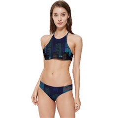 Pixel Art Night City Japan Banded Triangle Bikini Set by Sarkoni