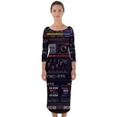 Daft Punk Boombox Quarter Sleeve Midi Bodycon Dress by Sarkoni