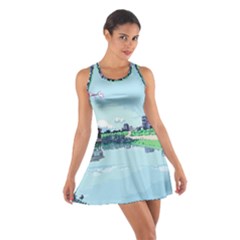 Japanese Themed Pixel Art The Urban And Rural Side Of Japan Cotton Racerback Dress