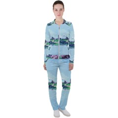 Japanese Themed Pixel Art The Urban And Rural Side Of Japan Casual Jacket and Pants Set