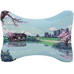 Japanese Themed Pixel Art The Urban And Rural Side Of Japan Seat Head Rest Cushion