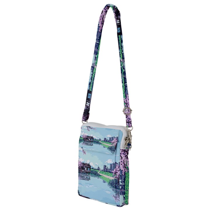 Japanese Themed Pixel Art The Urban And Rural Side Of Japan Multi Function Travel Bag