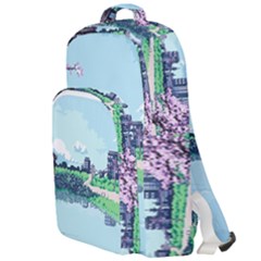 Japanese Themed Pixel Art The Urban And Rural Side Of Japan Double Compartment Backpack