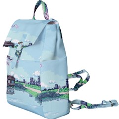 Japanese Themed Pixel Art The Urban And Rural Side Of Japan Buckle Everyday Backpack
