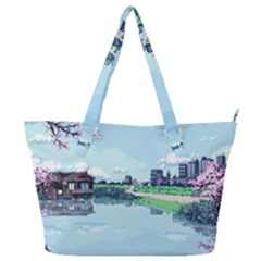 Japanese Themed Pixel Art The Urban And Rural Side Of Japan Full Print Shoulder Bag