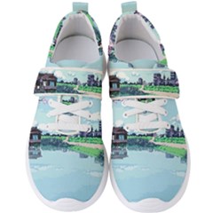 Japanese Themed Pixel Art The Urban And Rural Side Of Japan Men s Velcro Strap Shoes